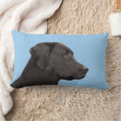 ラブラドールレトリエバーブラック絵画ズオリジナルドッグアート ランバークッション (ブランケット)