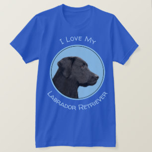 ラブラドールレトリエバーブラック絵画ズオリジナルドッグアート Tシャツ