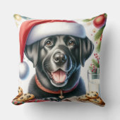 ラブラドールレトリエバーホリデーサンタドッグクリスマス クッション (正面)