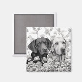 ラブラドールレトリエバーマグネット – 2匹の犬 マグネット (正面/裏面)