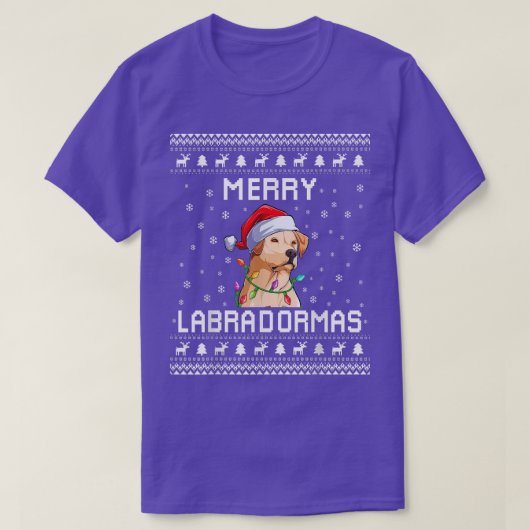 ラブラドールレトリエバー醜いクリスマスセーターラブラドール Tシャツ (デザイン正面)