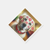 ラブラドールレトリバーと口紅キス スタンダードカクテルナプキン (角)