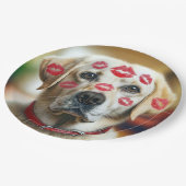 ラブラドールレトリバーと口紅キス ペーパープレート (アングル)