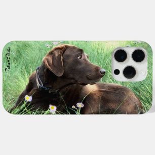 ラブラドールレトリバーと紫色の花 iPhone 15 PRO MAXケース