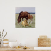 ラブラドールレトリバーと馬のポスター ポスター (Kitchen)