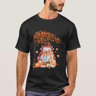 ラブラドールレトリバーオータムトラックカボキンメープルリーフ Tシャツ