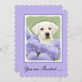 ラブラドールレトリバーパピー絵画ズオリジナルドッグアート 招待状 (正面/裏面)