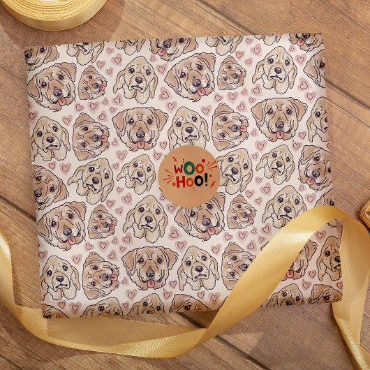 ラブラドールレトリバー手描き漫画の頭 ラッピングペーパー