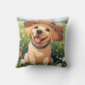 ラブラドールレトリバー花フィールド クッション (裏面)