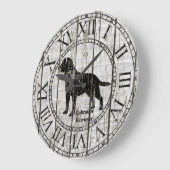 ラブラドールレトリバー風化木材 ラージ壁時計 (傾斜)