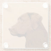 ラブラドールレトリバー(チョコ絵画ー) - Dog Art ガラスコースター (裏面)