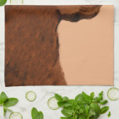 ラブラドールレトリバー(チョコ絵画ー) - Dog Art キッチンタオル (折り畳み)