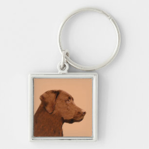 ラブラドールレトリバー(チョコ絵画ー) - Dog Art キーホルダー
