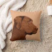 ラブラドールレトリバー(チョコ絵画ー) - Dog Art クッション (ブランケット)