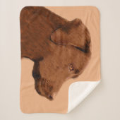 ラブラドールレトリバー(チョコ絵画ー) - Dog Art シェルパブランケット (正面)