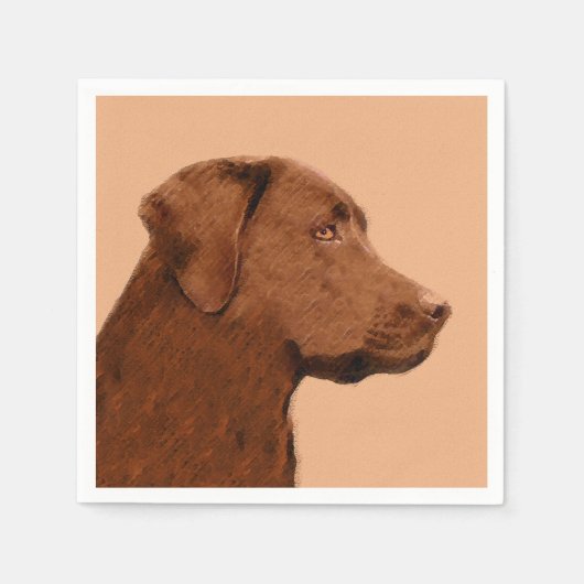 ラブラドールレトリバー(チョコ絵画ー) - Dog Art スタンダードカクテルナプキン (正面)