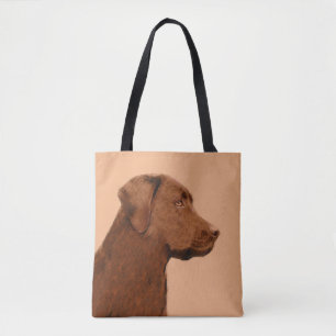 ラブラドールレトリバー(チョコ絵画ー) - Dog Art トートバッグ