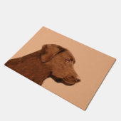 ラブラドールレトリバー(チョコ絵画ー) - Dog Art ドアマット (アングル)