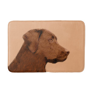 ラブラドールレトリバー(チョコ絵画ー) - Dog Art バスマット