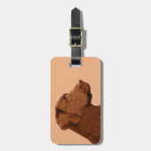 ラブラドールレトリバー(チョコ絵画ー) - Dog Art ラゲッジタグ (正面縦)