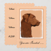ラブラドールレトリバー(チョコ絵画ー) - Dog Art 招待状 (正面/裏面)