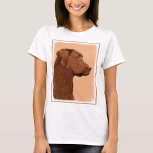 ラブラドールレトリバー(チョコ絵画ー) - Dog Art Tシャツ
