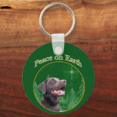 ラブラドールレトリバー(choc)平和 キーホルダー (正面)