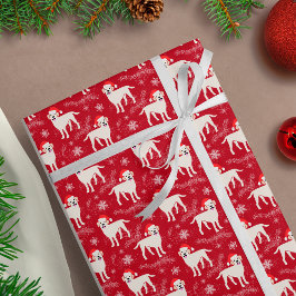 ラブラドールレトリバーinクリスマスハッツスノーフレーク ラッピングペーパー