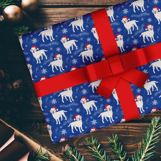 ラブラドールレトリバーinクリスマスハッツスノーフレーク ラッピングペーパー