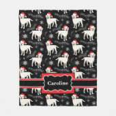 ラブラドールレトリバーin Santa Hatsクリスマス フリースブランケット (正面)