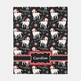 ラブラドールレトリバーin Santa Hatsクリスマス フリースブランケット