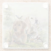 ラブラドールレトリバーPheasant ，アート ガラスコースター (裏面)