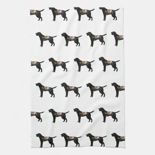 ラブラドールレトリーバードッグブリードボヘミアンフローラ キッチンタオル (縦)