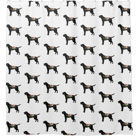 ラブラドールレトリーバードッグブリードボヘミアンフローラ シャワーカーテン (正面)