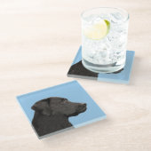 ラブラドールレトリーバーブラックズ絵画オリジナルドッグアート ガラスコースター (アングル)