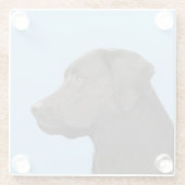 ラブラドールレトリーバーブラックズ絵画オリジナルドッグアート ガラスコースター (裏面)