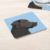 ラブラドールレトリーバーブラックズ絵画オリジナルドッグアート スクエアペーパーコースター (アングル)