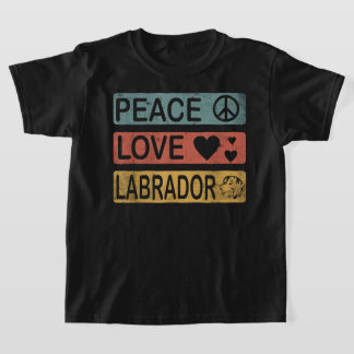 ラブラドールレトロデザインピースラブラブラドール おもしろい Tシャツ
