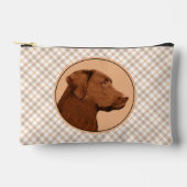 ラブラドールレト絵を描リーバーのチョコレートラボドッグアート アクセサリーポーチ (正面)