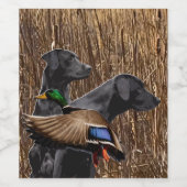 ラブラドールワインボトルラベル、ダック狩り ワインラベル (シングルラベル)