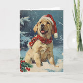 ラブラドールヴィンテージパーソナライズされたクリスマス シーズンカード (正面)