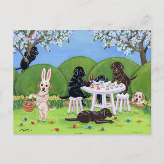 ラブラドール及びイースターエッグ シーズンポストカード (正面)