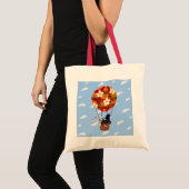 ラブラドール及び熱気の気球の絵画 トートバッグ (正面(商品))