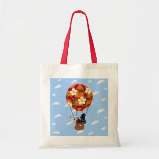 ラブラドール及び熱気の気球の絵画 トートバッグ