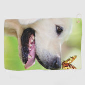 ラブラドール及び蝶装飾用クッション ゴルフタオル (横)