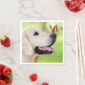 ラブラドール及び蝶装飾用クッション スタンダードカクテルナプキン (インサイチュ)