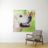 ラブラドール及び蝶装飾用クッション タペストリー (インサイチュ)