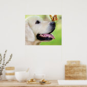 ラブラドール及び蝶装飾用クッション ポスター (キッチン)