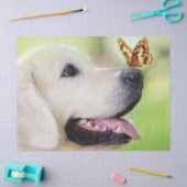 ラブラドール及び蝶装飾用クッション 薄葉紙 (クラフト)