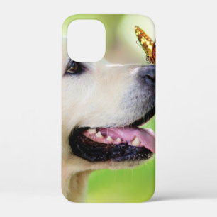 ラブラドール及び蝶装飾用クッション iPhone 12 MINI ケース